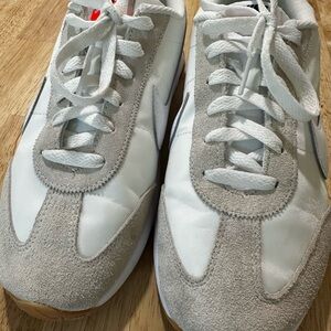 Nike White and Light Gray Suede-Trim Sneakers